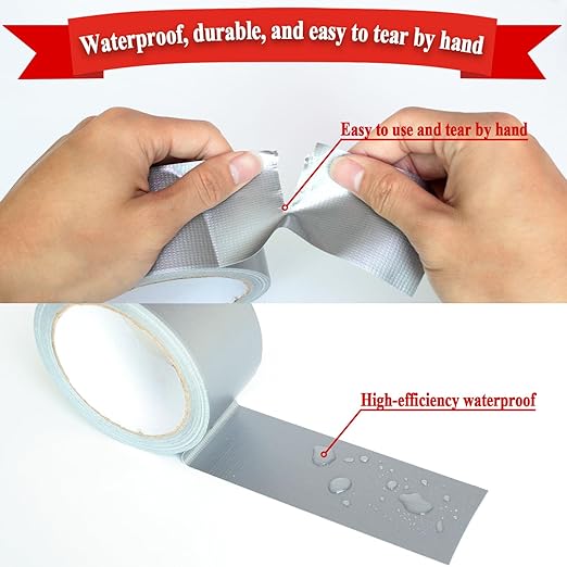 2-Pack Multipurpose Strong Cloth Duct Tape,2IN×22yd Duct Tape Heavy Duty Waterproof Silver Easy Tear, High Adhesion for Indoor/Outdoor Repairs, DIY, Packaging