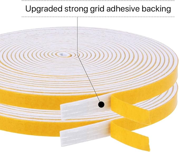 4 Rolls Weather Stripping for Doors, 1/4 Inch Wide X 1/16 Inch Thick Total 52 Feet Long Adhesive Soundproof Foam Seal Tape for Windows(13ft x 4 Rolls)