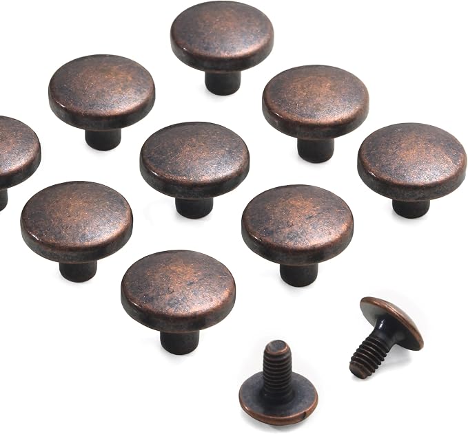 YORANYO 30Sets Chicago Screws Leather Rivets Screw Rivets Metal Studs for Clothing Chicago Binding Screws Spike and Studs for Decorate Repair Shoes Belts Bag Purse Dog Collar Clothing (Antique Copper)