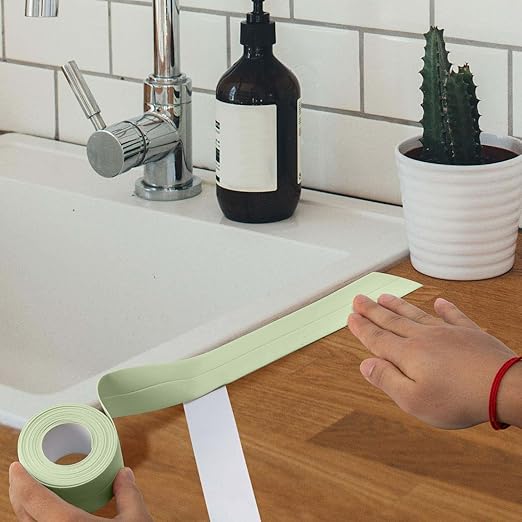 Bath & Kitchen Caulk Tape Sealant Strip, PVC Self Adhesive Tub and Wall Sealing Tape Caulk Sealer,Caulk Strip,sealant Tape,Shower Tile Sealer Adhesive sealant (Green)