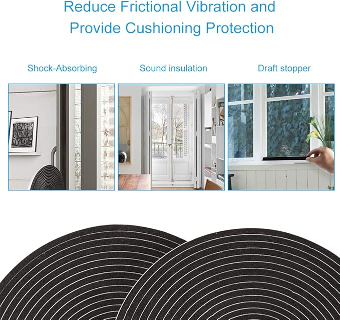 3 Rolls Weather Stripping,1/4 Inch Wide X 1/8 Inch Thick Foam Seal Tape High Density Foam Strip Self Adhesive,Closed Cell Tape Seal Strip,16 Feet Long Each