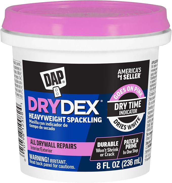 DAP DryDex Spackling Wall Repair Patch Kit, with Pink/White Dry Time Indicator, 8 Oz (7079812345)