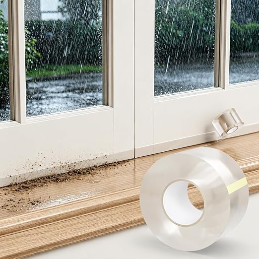 Transparent Window Seal Tape 33FT, Clear Caulk Tape Self Adhesive Waterproof, No-Residue Weather Stripping Kitchen and Wall Sealing Tape, Bathroom Sealant Strip for Toilet, Bath Tub, Sink, Shower