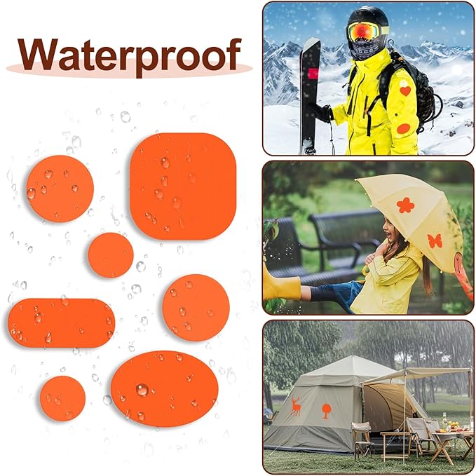 Self-Adhesive Nylon Patches Tent Repair Kit – Outdoor Gear Tenacious Repair Tape, Waterproof Fabric Patches for Clothes, Tent, Down Jacket, Backpack (45pcs, Orange