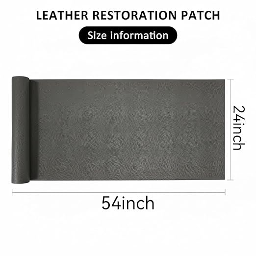 Leather Repair Patch, Leather Repair Tape, Repair Patch Self Adhesive Waterproof, Vinyl Repair Tape, for Couches, Car Seats, Chairs, Furniture (Dark Gray, 24 x 54 Inch)
