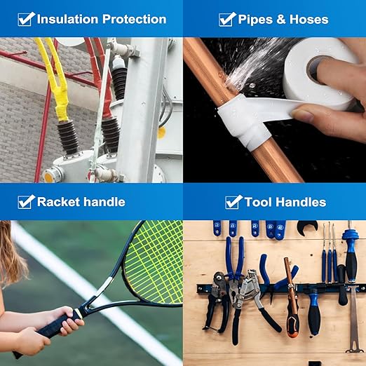 Self-Fusing Silicone Tape 1inx10', Hose Repair Tape, Heavy Duty Leak Proof Sealing Tape for Pipe & Plumbing Repairs, Wraping Electrical Wires,Tool Fixation,Dumbbells,More DIY Repairs (20 Mil)