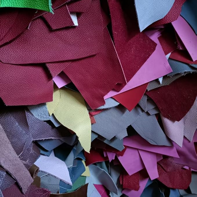 Leather Scraps, 0.8-1.4mm (2-3.5oz) Thick Genuine Cowhide Scraps, Leather Scrap for Tools/Crafts/DIY, Mixed Colors,Leather for Crafting (Thin,1000 Grams)