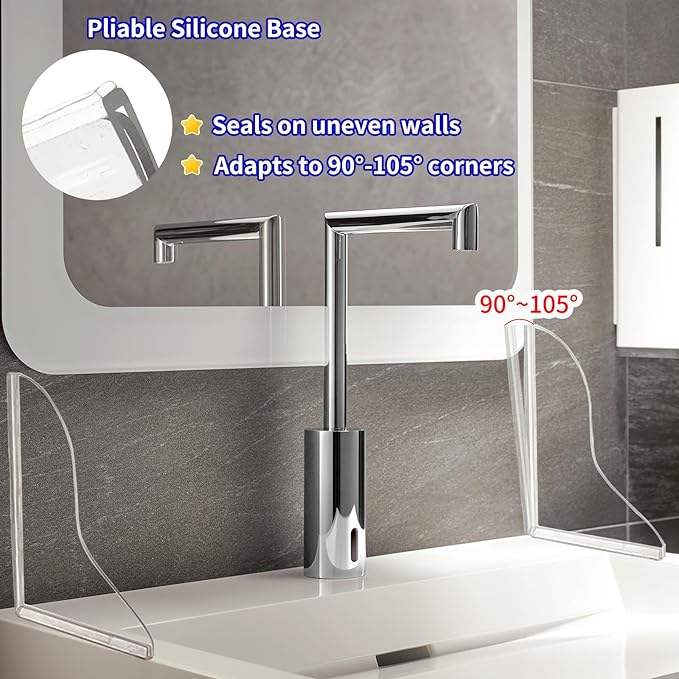 2Pack Shower Splash Guard for Bathtub,Walk in Shower Water Guard Made of Acrylic,Designed to Keep Water in Shower and to Seal Tub Corner, Shower Corner, and Bathroom Sink (Clear)