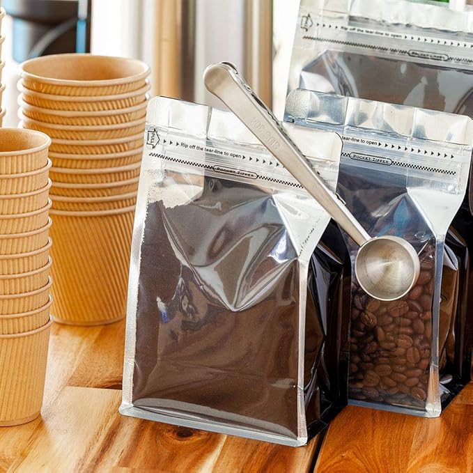 Restaurantware Restpresso 1 Tbsp Coffee Scoop 1 Multifunction Coffee Spoon - Built-In Clip For Measuring Ground Coffee Espresso Coffee Beans Protein Powder And More Stainless Steel Tea Spoon