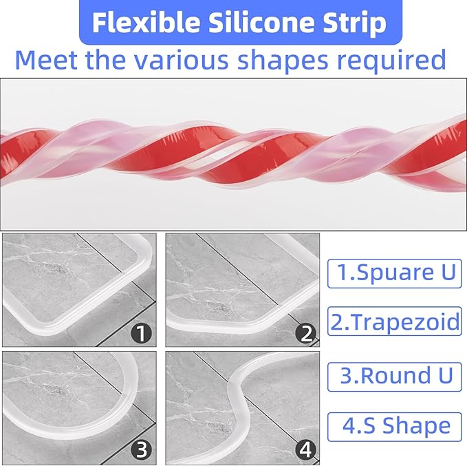 78 Inch Shower Threshold Water Dam Barrier,Silicone Shower Door Bottom Seal for Water Stopper,Flexible Edge Trim for Kitchen Sink Splash Guard,Self Adhesive Water Blocker for Bathtub,Transparent