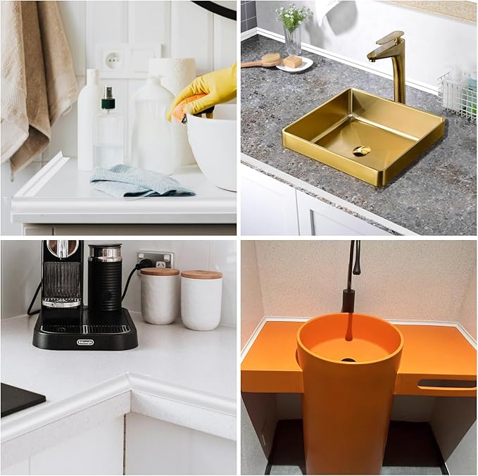 39 Inch Shower Threshold Water Dam, Silicone Barrier Shower Door Bottom Seal Strip, Self Adhesive Waterproof Barrier, for Kitchen Countertop Sink, Cooktop, Bathroom（Semitransparent）