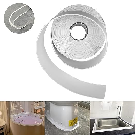 TOUSEA White Caulk Tape for Bathtub Self Adhesive,1.5" x 19.7Ft Caulk Strip for Toilet, Tub, Wall Edge -Decorative Wall Trim & Peel and Stick Backsplash Finisher - Renter Friendly, Easy Install