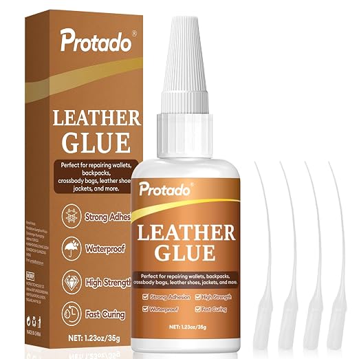 Leather Glue, 35g Heavy Duty Super Strong Clear Glue, Waterproof Flexible Adhesive for Leather Bonding, Repair, Shoes, Bags, Sofas, Belts, Crafts, DIY Kits