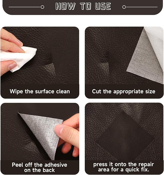 Leather Repair Patch, Self Adhesive Leather Repair, Large Leather Repair Tape for Sofa, Car Seats, Furniture, Cabinets, Chairs, Handbags （Dark Coffee, 16X118 inch)