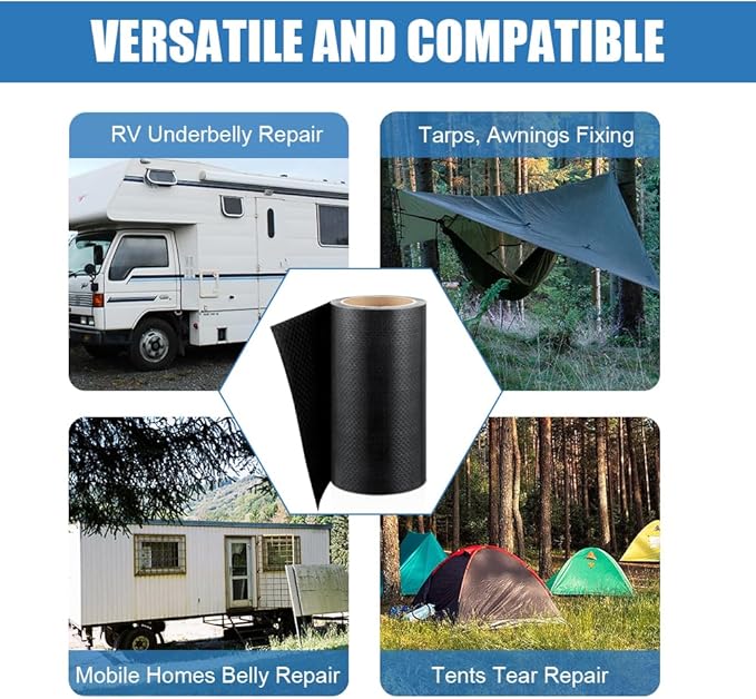 Ramkle RV Underbelly Tape, 7.87" x 20' RV Underbelly Material, Waterproof Tape with Permanent Sealing Adhesive for RV, Camper Travel Trailer, Mobile Home, Tear Repair Patch