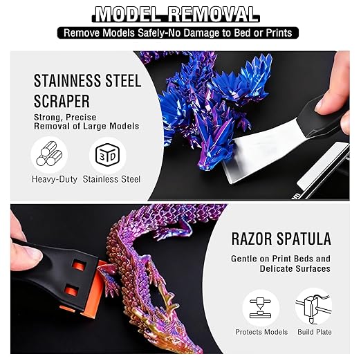 52-in-One 3D Printer Tools Kit, Professional 3D Printer Accessories & Maintenance Set for All FDM/SLA Printers, Deburring Tool, 3D Printer Nozzles, Scrapers, Files Set, PTFE Tube Cutter, Storage Bag