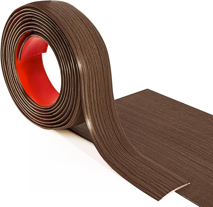 Art3d 4 FT Self Adhesive Vinyl Floor Transition Strip, Laminate Strip Flat Divider for Joining Gaps,Carpet Threshold Transition,Floor Tiles（1.57in, Brown） (Pack of 2)
