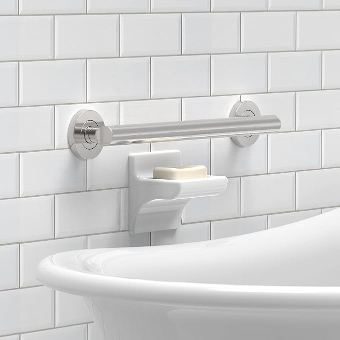 ADA Compliant Grab Bar, 500lbs Weight Support for Bath Safety (16 inch, Brushed Nickel)