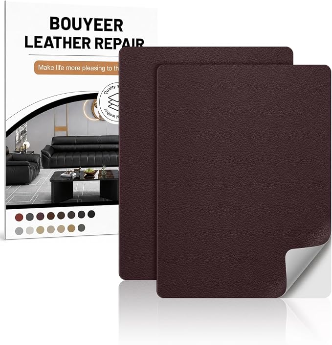 Leather Repair Patch Tape Kit,Self Adhesive Leather Repair for Sofa，Car Seat,Office Chair,Furniture,Jacket,Waterproof Strong Adhesive Vinyl Repair Kit. 8 in x 11 in,Dark Brown