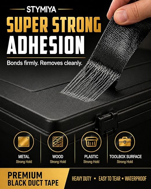 Black Duct Tape Heavy Duty: Wide Waterproof Outdoor Duck Furniture Repair Tape Bulk - Strong Adhesive Weather UV Resistant No-Residue Masking Tapes Patterns Variety Pack (3, Black)