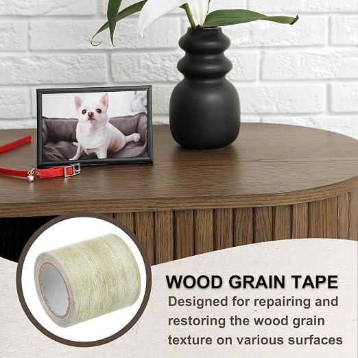 PATIKIL Wood Grain Tape 2.2" x 15 Ft, Self-Adhesive Wood Texture Repair Tape Realistic Wooden Effect Patch for Furniture Cabinets Floor Walls, Grey Oak