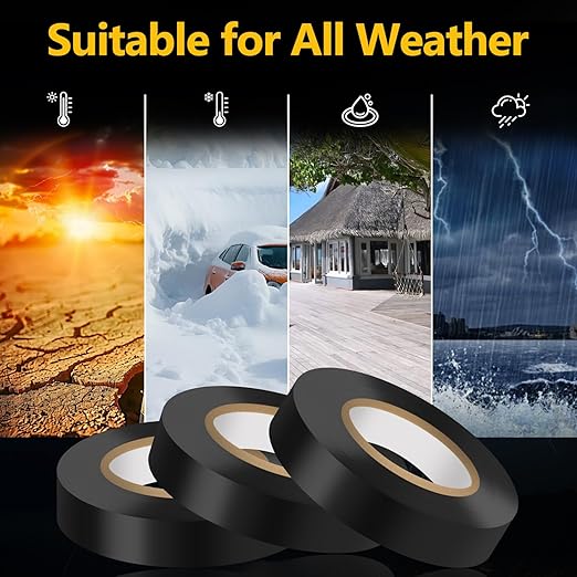 Eliamo 20 Pack Black Electrical Tape, 0.75 inch Wide x 66FT Long, Waterproof, Flame Retardant, High Temp Insulating Tape for Home, Industrial & DIY Repairs