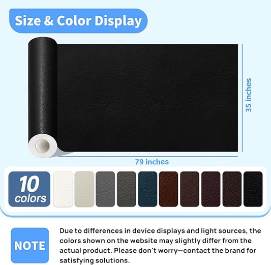 Kangshoon Leather Repair Patches, 35X79 Inch Self-Adhesive Leather Repair Tape, Stretch Vinyl Repair Kit for Couch Furniture Sofas Car Seats (Dark Gray, 35X79 Inch)