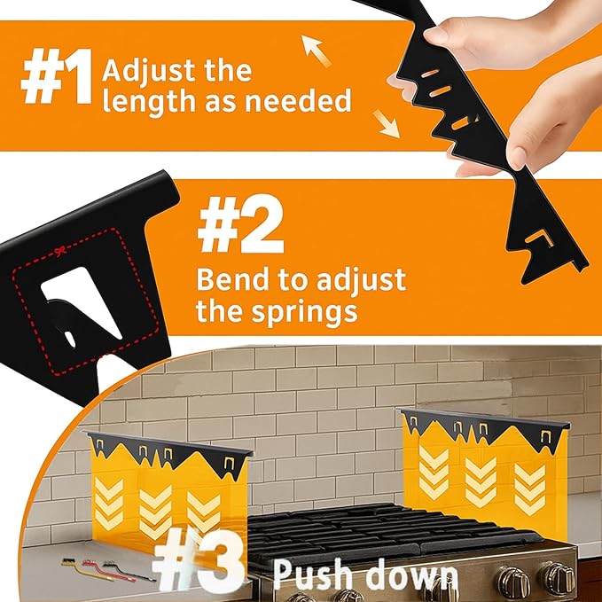 Stove Gap Covers Stainless Steel,2PC Adjustable Length 13.8"–27.5" Width 0.79" Stoves Gap Filler,Heat Resistant&Rustproof Counter Gap Protector,Easy Clean Kitchen Accessories,Bonus 3 Cleaning Brush