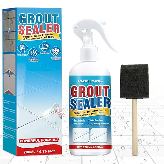 Grout Sealer, Waterproof Grout Sealer for Shower Tile, Clear Grout and Tile Sealer Spray, Long Lasting Shower Sealant for Floor, Bathroom, Stone, Marble, Indoor and Outdoor (200ml)