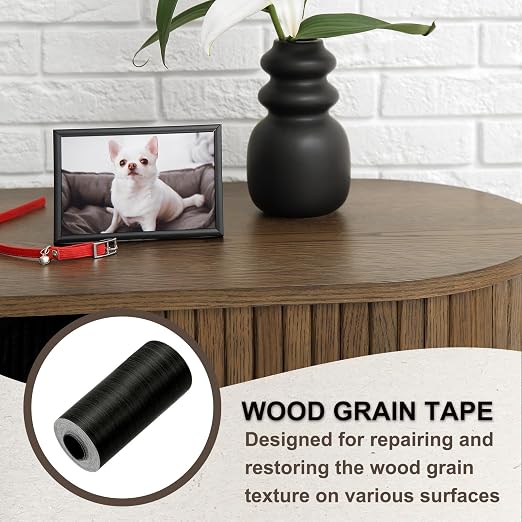 PATIKIL Wood Grain Tape 4.7" x 32 ft, Self-Adhesive Wood Texture Repair Tape Realistic Wooden Effect Patch for Furniture Cabinets Floor Walls, Black Wood Grain