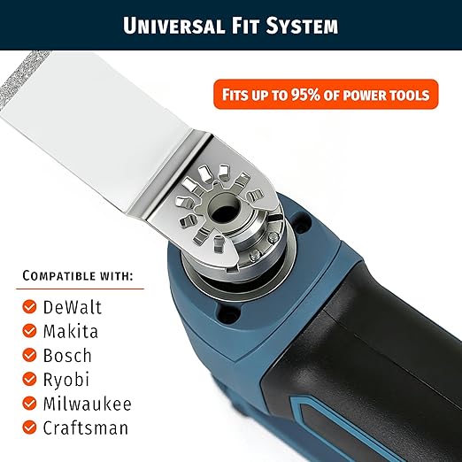 3PCS Diamond Oscillating Tool Blades, Universal-Fit Multi Tool Saw Blades for Grout Removal, Tile Mortar Cleaning & Soft Tile Cutting, Durable Diamond Grit, Fits, Dewalt, Milwaukee, Ryobi, Bosch