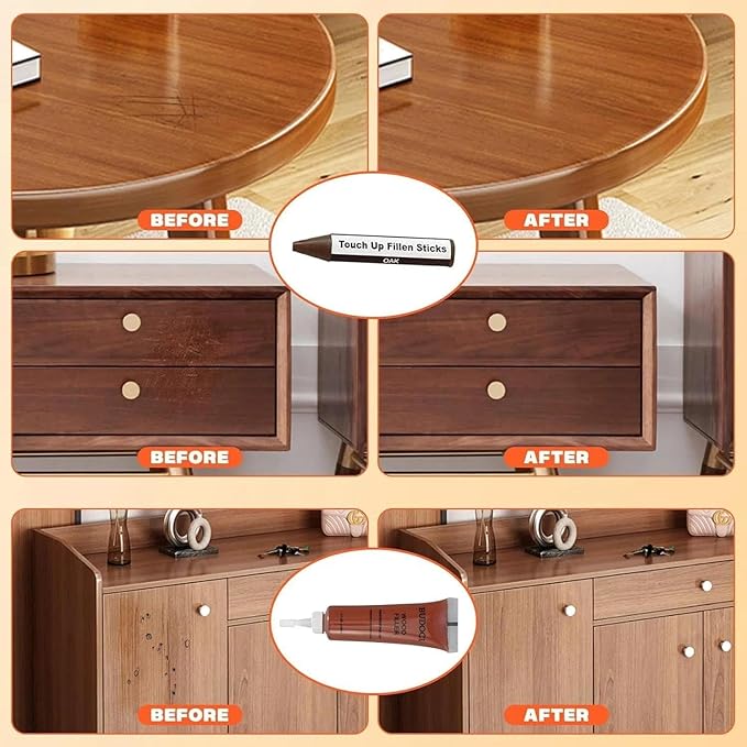 Wood Filler and Wax Fill-Sticks Kit for Furniture Repair,12 Colors Wood Repair Kit for Scratch Cover, Restore Cracks, Hole, Door, Floor, Table, Cabinet -Restore a Finish for Woods