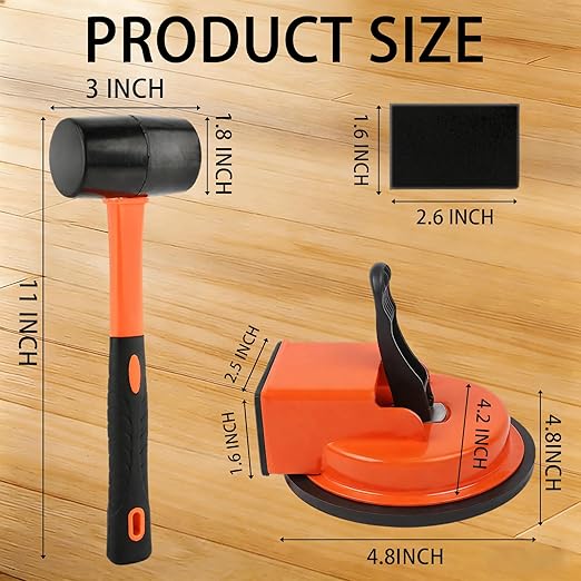 Heavy Duty Laminate Floor Suction Cup Repair Tool, for Laminate, Wood, Tile, Vinyl Floor Gap Repair Tool Close Unsightly Seams Designed for DIY Enthusiasts (with a Hammer Attached)
