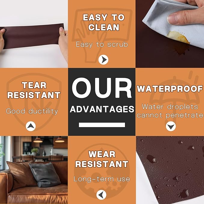 Leather Repair Patch, 4 x 63In Self Adhesive Leather Repair Tape for Furniture, Vinyl Repair Tape for Repairing Vinyl, Couch, Sofa, Car Seats, Car Interior (Gray)