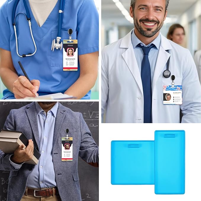 Mabor Silicone Badge Reel Molds for Resin, Badge Buddy Mold Kit for Epoxy Resin DIY Craft Personalized ID Office Work Cards Making, Square & Rectangular(2)