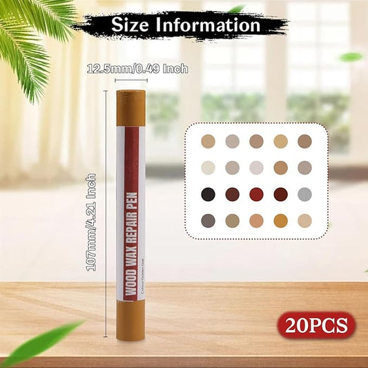 Wood Filler Sticks 20 Colors Repair Wax Sticks Kit Furniture Touch Up Crayons for Repairing Scratches Holes Cracks Wood Floor Tables Cabinets Doors Hardwood(Common Series)