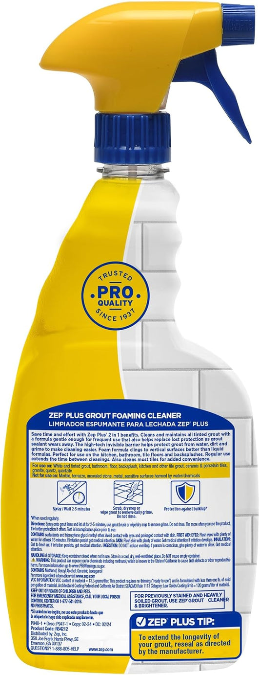 Zep Plus Grout Foaming Cleaner - 32 Fl OZ - R54212-2-in-1 benefits clean while protecting grout from water, dirt and grime