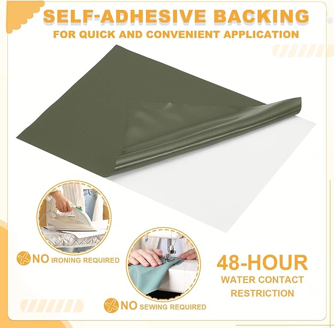 PATIKIL Nylon Repair Patch 8 x 6 Inch, 6pcs Self-Adhesive Down Jacket Repair Patches Waterproof Fabric Repairing Tape for Tents Sleeping Bag Outdoor Camping Gear, Olive