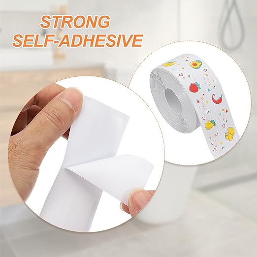 PATIKIL Caulk Tape Waterproof Self Adhesive, PVC Toilet Caulking Sealant Strip Bathtub Caulk Sealing Strip Tape for Bathroom Kitchen Countertop, Fruit (1.5 Inch x 16.4 Ft)