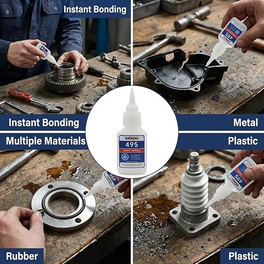 495 Instant Adhesive Super Glue Industrial Grade Clear 20g Suitable for Metal Rubber and Plastic 4 Pack