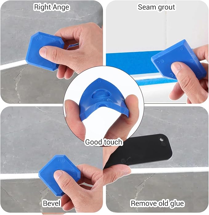 12Pcs Caulking Tool Kit, Caulk Finishing Smoothing Tool, Caulk Remover Tools, Sealant Grout Scraper for Kitchen Bathroom Floor Window Sealant Sealing Sink(Blue, Yellow, Black)