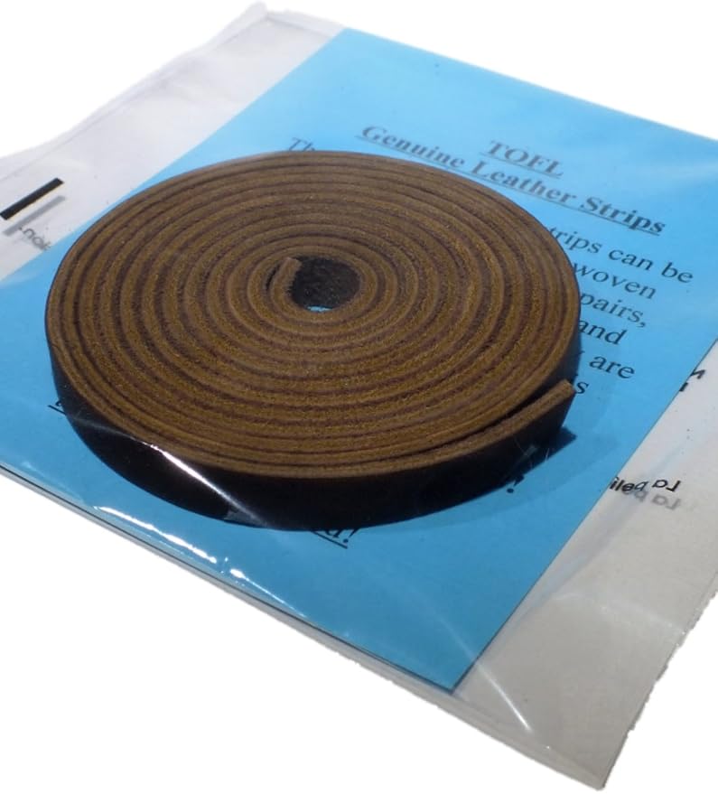 TOFL 3/8" Wide Flat Leather Cord – 72" (6 Feet) Long × 1/8" Thick (7-8oz) | Real Cowhide Leather Strips for Crafts | Brown | 72" L x 3/8" W x 1/8" Thick | Suede Backing | Leather Craft Supplies | Easy to Cut & Stitch | DIY Projects & Repairs | 7–8 oz