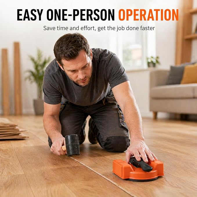 Floor Gap Fixer Tool for Laminate Flooring, Heavy Duty Floor Gap Repair Tool with Strong Suction Cup, Floor Gap Puller for Wood, Tile & Vinyl Floors, Includes Repair Accessories