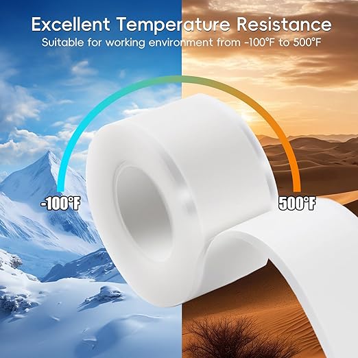 4-Pack White Self Fusing Silicone Tape (40 Ft Total) - Waterproof Plumbing Repair Tape for Leaking Pipes & PVC - Marine Grade Rubber Sealant for Boat Rigging - Residue-Free & Easy-Peel Liner