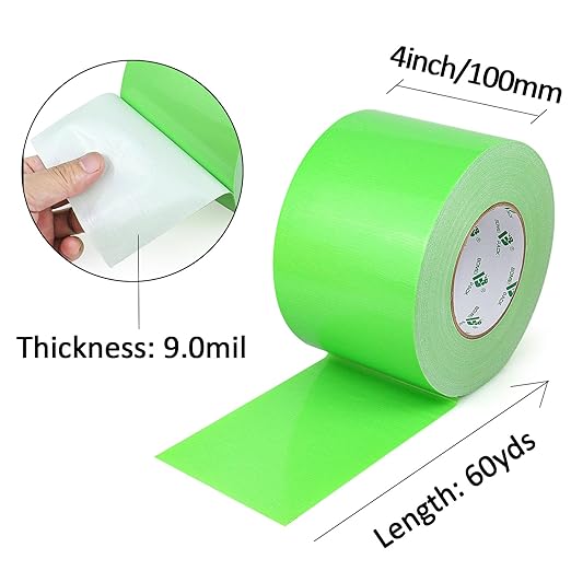 BOMEI PACK 4inch Wide Green Duct Tape, Heavy Duty Strong Waterproof Industrial Color Duct Tape 9.0mil x 4inch x 60yds for Packing and Repairing