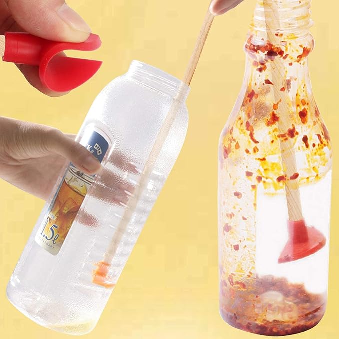 ddLUCK Silicone Bottle Scraper - Reusable Aid to Get The Every Drop, Silicone Every Drop Spatula - 35cm/14" Long Handle Clean Tools (2 Pcs)