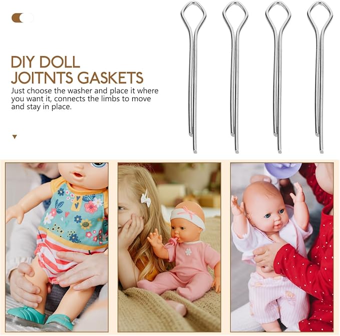 OSALADI DIY Doll Joints Accessories Kit with 10 Pins and 20 Washers for Doll Making Repair Limb Joints Crafting Materials