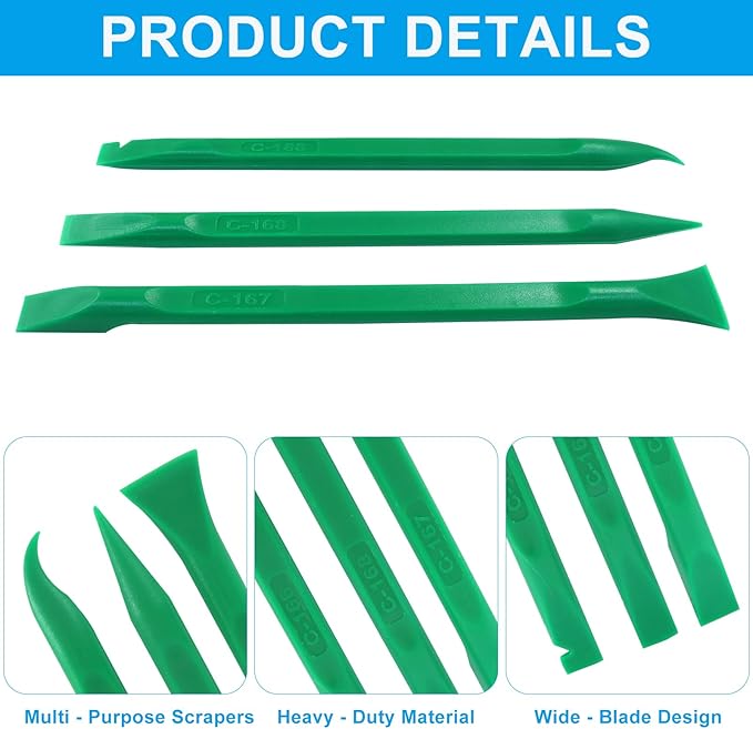Plastic Scraper Tool 9 Pieces Non-Scratch Cleaning Kit for Tight Spaces, Remove Stickers Labels Oil Stains Food Dirt(Green)