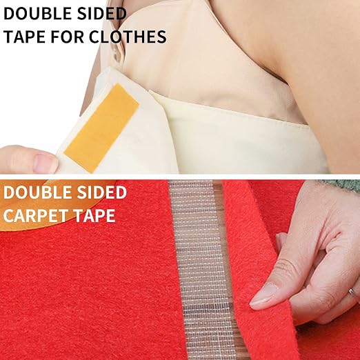 Birllaid Double Sided Fabric Tape Heavy Duty,Clear Tape for Clothes,Double Stick Carpet Tape,Fabric Tape Multifunctional Double Sided 2inchx33FT 10m High Stickness Strong 2 Sided Tape