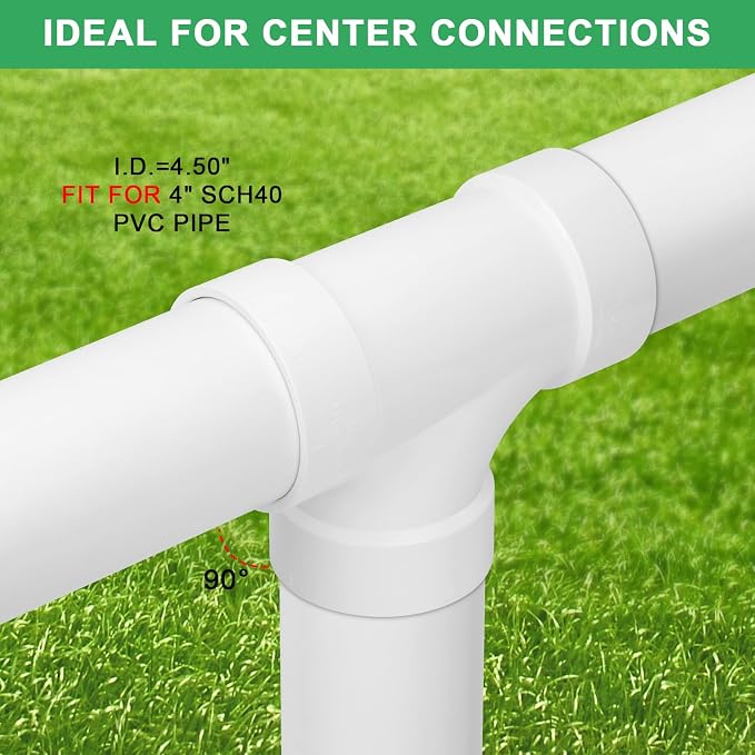 4IN PVC DWV Sanitary Tee 3-Way PVC Pipe Fittings Adapter Furniture Build Grade SCH40 PVC Elbow Fittings Connector for Drain, Waste, Vent